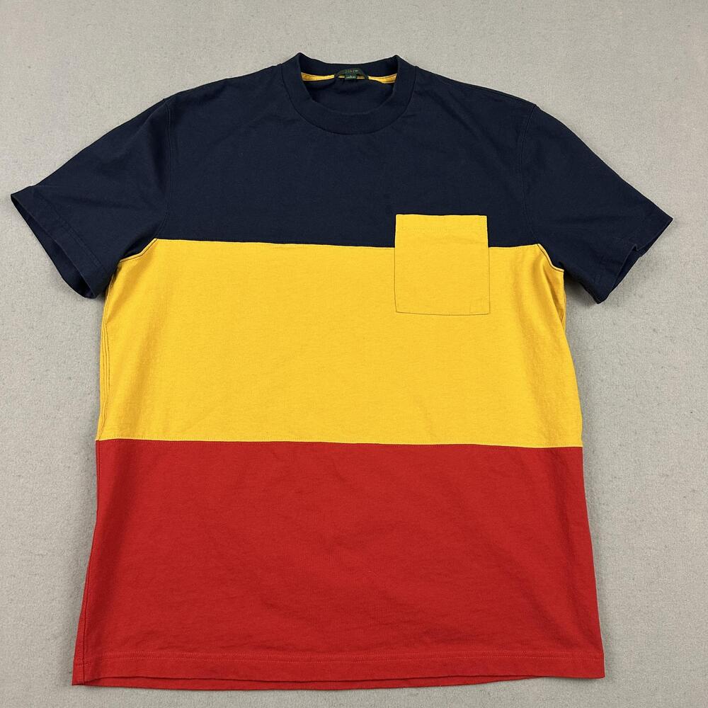 J.CREW Shirt Mens L Multicolor Colorblock Pocket Crewneck Tee T-Shirt Cotton